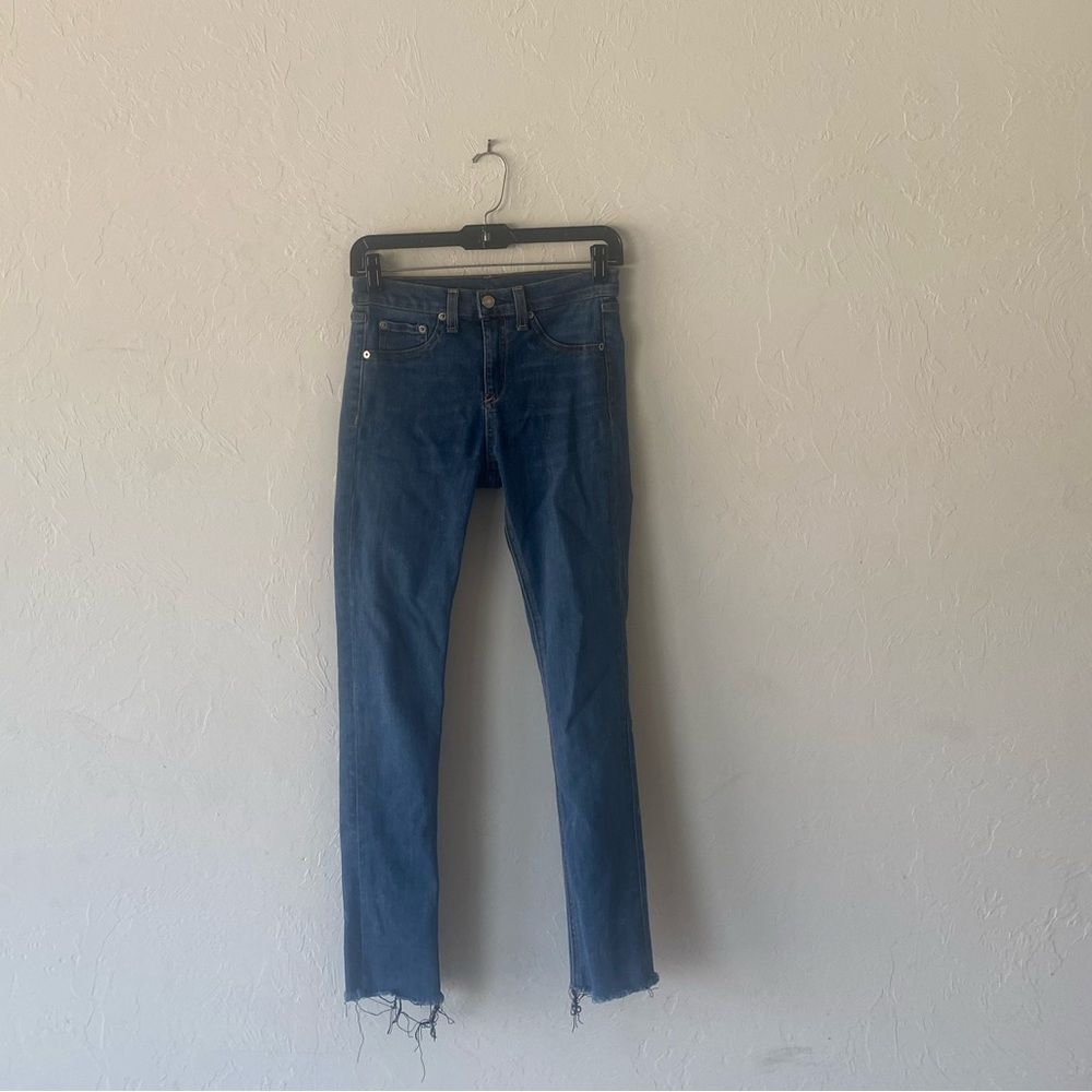 Rag & bone dark denim skinny jeans with raw hem